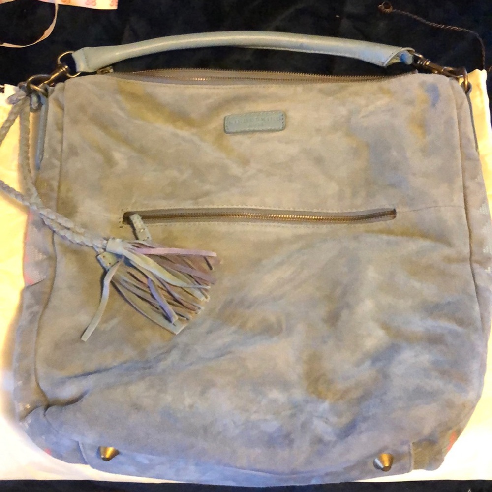 Liebeskind Blue/Gray Suede Leather Satchel